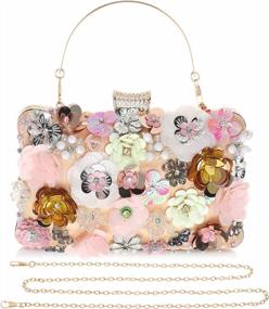 img 4 attached to Цветочный клатч для женщин, розовая телесная сумка с пайетками, идеально подходящая для свадеб, выпускных вечеров, банкетов и вечеринок