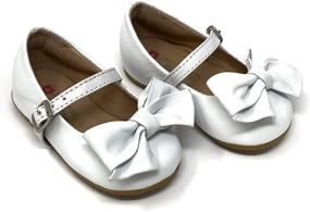 img 4 attached to Girls Classic Leather Janes White Girls' Shoes ~ Flats
