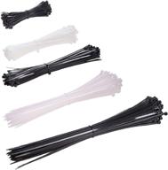 🔗 500pcs combo pack: heavy duty zip ties - self-locking nylon plastic ties in black & white (4+6+8+10+12 inch) logo