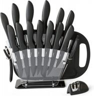 upgrade your kitchen with eatneat's deluxe 18 piece all black knife set and cutting board logo