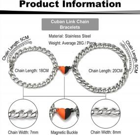 img 1 attached to Подходящие магнитные браслеты Taouzi для пар - кубинская цепочка из нержавеющей стали Pinky Promise для мужчин и женщин