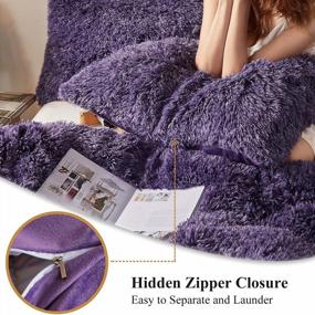 img 2 attached to Add A Touch Of Cozy Luxury With XeGe'S Shaggy Fluffy Faux Fur Pillow Covers In Gorgeous Purple Ombre - Perfect For Bed, Couch Or Living Room Decor