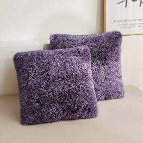 img 4 attached to Add A Touch Of Cozy Luxury With XeGe'S Shaggy Fluffy Faux Fur Pillow Covers In Gorgeous Purple Ombre - Perfect For Bed, Couch Or Living Room Decor