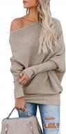 women's off shoulder sweater: ybenlow oversized pullover knit jumper with batwing sleeves логотип