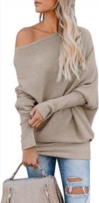 img 4 attached to Women'S Off Shoulder Sweater: Ybenlow Oversized Pullover Knit Jumper With Batwing Sleeves
