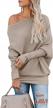 women's off shoulder sweater: ybenlow oversized pullover knit jumper with batwing sleeves logo