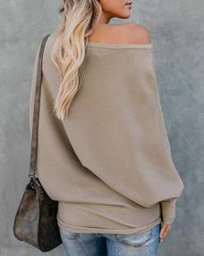 img 1 attached to Women'S Off Shoulder Sweater: Ybenlow Oversized Pullover Knit Jumper With Batwing Sleeves