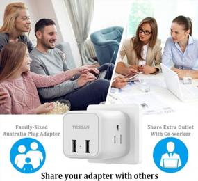img 2 attached to TESSAN US To Australia Plug Adapter With 3 US Outlets And 2 USB Charging Ports - Type I Travel Adaptor For USA To Australia, China, Argentina, Fiji, AU With New Zealand Australia Power Adapter Plug