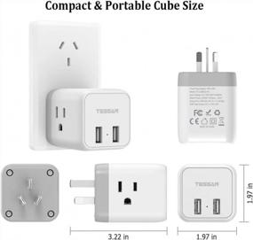 img 1 attached to TESSAN US To Australia Plug Adapter With 3 US Outlets And 2 USB Charging Ports - Type I Travel Adaptor For USA To Australia, China, Argentina, Fiji, AU With New Zealand Australia Power Adapter Plug