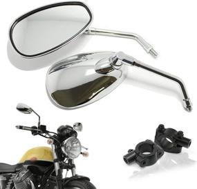 img 4 attached to 🛵 DREAMIZER Motorcycle Mirrors for Handlebars - 10mm Chrome Mirrors with Mount: Perfect Fit for Fury Shadow Rebel VTX Valkyrie Vstar Roadstar Scooter ATV - Oval Style