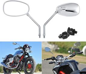 img 3 attached to 🛵 DREAMIZER Motorcycle Mirrors for Handlebars - 10mm Chrome Mirrors with Mount: Perfect Fit for Fury Shadow Rebel VTX Valkyrie Vstar Roadstar Scooter ATV - Oval Style