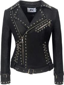 img 4 attached to SX Studded Asymmetric Snakeskin Perfect Women's Clothing : Coats, Jackets & Vests
