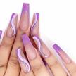 24 piece set of purple french false nails with swirl design - lovful long coffin press on nails logo
