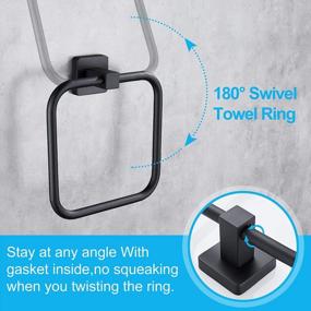 img 2 attached to Hoomtaook 4-Piece Matte Black Bathroom Accessories Adjustable Expandable Towel Bar, SUS304 Stainless Steel Bathroom Hardware Set Wall Mounted Robe Hook Toilet Paper Holder Towel Ring Towel Bar Set