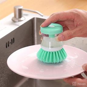 img 1 attached to 🧽 NUTJAM Dish Brush with Soap Dispenser: Efficient Kitchen Brush Set for Dishes, Pots, Plates, Pans, and Sink Scrubbing