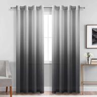 black faux linen ombre sheer curtains - gradient semi voile grommet top window panels for bedroom and living room, set of 2, 52 x 84 inches long logo