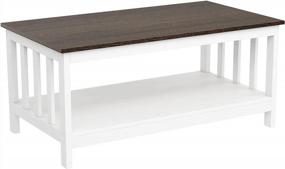 img 2 attached to Farmhouse Chic: ChooChoo'S 40 Inch White Coffee Table With Shelf For Your Cozy Living Room