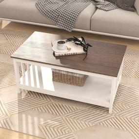 img 1 attached to Farmhouse Chic: ChooChoo'S 40 Inch White Coffee Table With Shelf For Your Cozy Living Room