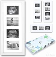 👶 white wooden baby sonogram picture frame - holds 3 or 4 baby ultrasound photos, vertical or horizontal display - perfect gender reveal gift idea and mom to be gift for first time moms логотип