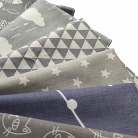 img 2 attached to 7Pcs 100% Cotton Craft Fabric Bundle: Gray Blue Fat Quarters For Patchwork, Quilting & Sewing - Misscrafts 18" X 22" Multicolored Squares.