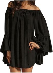 img 4 attached to ZANZEA Womens Shoulder Chiffon Ruffle Women's Clothing ~ Dresses