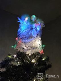 img 6 attached to HOHOTIME Angel Tree Topper с крыльями из белых перьев, Рождественская елка Topper со светодиодной подсветкой для праздничных украшений Toppers для елки, серебристый