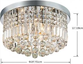 img 3 attached to Saint Mossi Modern K9 Crystal Raindrop Chandelier Lighting Flush Mount LED Ceiling Light Fixture Pendant Lamp For Dining Room Bathroom Bedroom Livingroom 9 E12 LED Bulbs Required Height 11 X Width 20