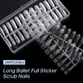 img 3 attached to 240 Pcs Ballerina Coffin Nails Long Full Cover Matte Design Clear Ballet Tips DIY Home Manicure AORAEM