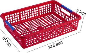 img 3 attached to Magicfly Paper Organizer Basket, Pack Of 8, Colorful Plastic Bins With Handles, Classroom Office File Holder, Plastic Baskets Organization Trays With Paper Clips For School Supplies, Drawers, Office