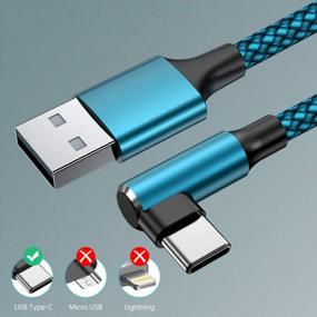 img 1 attached to 🔌 Премиум 2Pack 10FT USB кабель типа C 90 градусов - угловой зарядник USB A к C для Samsung, Google Pixel, LG и других устройств - Нейлоновое оплетение, быстрая зарядка и передача данных высокой скорости