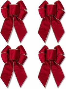 img 4 attached to Seasonal Christmas Tree Bows For Wreaths And Weddings - Winter Bow Picks, Holiday Party Decoration In Vibrant Red