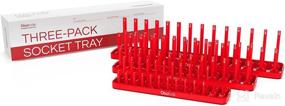 img 4 attached to Olsa Tools SAE Socket Storage Trays - 3 Piece Set | 1/4-Inch, 3/8-Inch, 1/2-Inch Drive | Premium Quality Tool Organizer (RED)