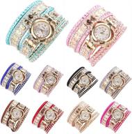 10 pack cdybox women's heart shape rhinestone quartz watches - fashionable winding wrap wristwatches logo