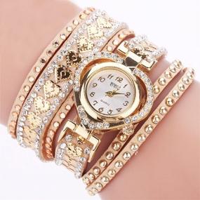 img 3 attached to 10 Pack CdyBox Women'S Heart Shape Rhinestone Quartz Watches - Fashionable Winding Wrap Wristwatches