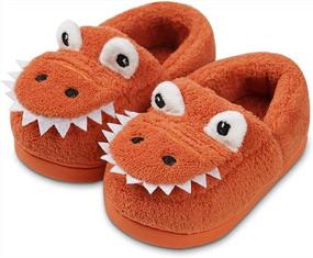 img 4 attached to Cute Dinosaur Slippers For Toddler Boys And Girls - Warm Fur House Shoes For Indoor Bedroom Wear