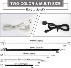 img 3 attached to 🔒 YSeaWolf Heavy Duty Self-Locking Zip Ties - 660 Pack 4/6/8/10/12 Inch Multi-Size, Multi-Color - Durable and Secure Cable Ties - UV Resistant, Tie Warps in Black and White