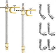 комплект удлинителей штока клапана шины из нержавеющей стали с оплеткой из 2 частей и 6 латунных удлинителей штока клапана - варианты 45, 90 и 135 градусов для большинства автомобилей и грузовиков - общая длина 7 дюймов логотип