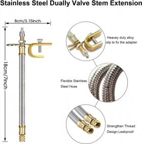 img 3 attached to Комплект удлинителей штока клапана шины из нержавеющей стали с оплеткой из 2 частей и 6 латунных удлинителей штока клапана - варианты 45, 90 и 135 градусов для большинства автомобилей и грузовиков - общая длина 7 дюймов