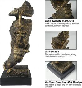 img 1 attached to Thinker Statue - Silence Is Gold Modern Decor Creative Abstract Art Figurine Resin Sculptures Decoration Room Home Study Office Figurines For Desktop Shelf Table Ornament (Bronze)