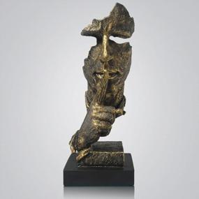 img 4 attached to Thinker Statue - Silence Is Gold Modern Decor Creative Abstract Art Figurine Resin Sculptures Decoration Room Home Study Office Figurines For Desktop Shelf Table Ornament (Bronze)