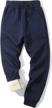 men's winter fleece athletic pants sherpa lined sweatpants yimoon logo