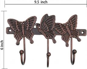 img 1 attached to Vintage Wrought Iron Wall Mounted Hook With Butterflies - Perfect Hat Or Coat Hook With Screws Included
