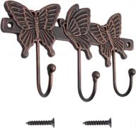 vintage wrought iron wall mounted hook with butterflies - perfect hat or coat hook with screws included logo