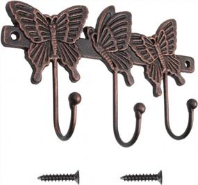 img 2 attached to Vintage Wrought Iron Wall Mounted Hook With Butterflies - Perfect Hat Or Coat Hook With Screws Included