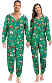 img 4 attached to Women'S Christmas Pajamas Matching Sets Funny Hooded Jumpsuit Adult Onesie PJs Family Holiday Outfit