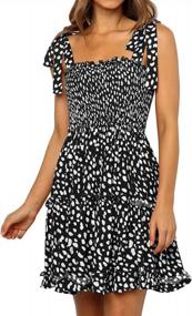 img 4 attached to Romanstii Strappy Backless Polka Dot Mini Dress With Pleated Flare And Ruffle Detailing For Women