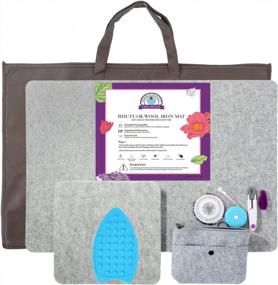 img 4 attached to Large And Portable Wool Ironing Pads For Quilting & Sewing - 17" X 24" And 10" X 10" Sizes With Scissors, Tape, Felt Storage Pouch, And 40 Sewing Pins Included
