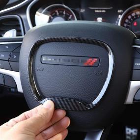 img 3 attached to 🏎️ Voodonala Carbon Fiber Steering Wheel Trim - Compatible with 2015-2022 Dodge Challenger Charger and 2014-2020 Jeep Grand Cherokee SRT8 - High-Quality ABS Material - 1pc