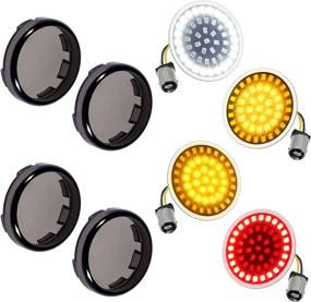 img 4 attached to PBYMT 1157 LED SMD Bulb Smoke Lens Cover: Turn Signal Light Kit for Harley Davidson Dyna Softail Touring Street Glide Road King 1997-2022