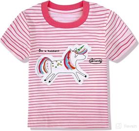 img 4 attached to Adorable Unicorn Graphic Short Sleeve Shirts for Toddler Girls (2-7 Years) – Comfy Cotton Tees for Summer